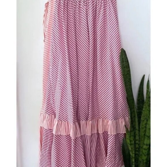 NWT Anthro Maeve Penny Ruffled Striped Midi Skirt - Picture 3 of 4